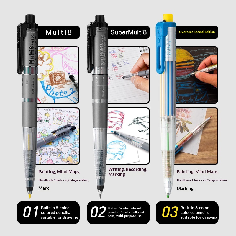 Pentel Multi 8 in 1 Color Mech - Staedtler Pencil Lumocolor review and price
